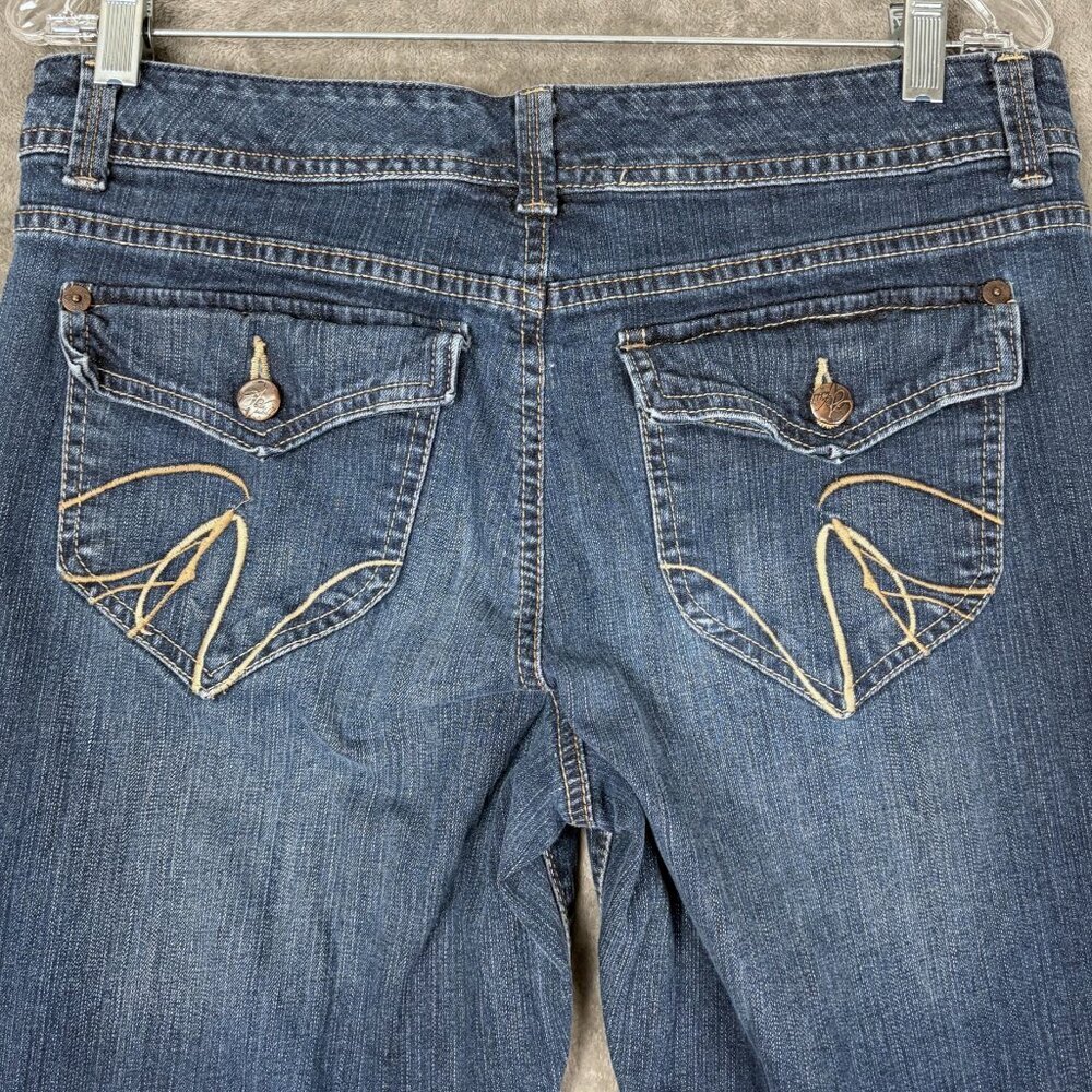 Y2K Gloria Vanderbilt Bootcut Jeans Women's 10S 32x28 Blue Dark Wash Embellished - Picture 3 of 9